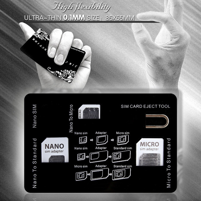 SIM Card Storage Holder with Adapters & Iphone Eject Pin