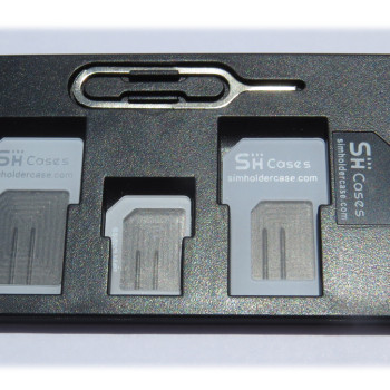 Small SIM Card Holder Case with 3 sim card adapters & Iphone Pin
