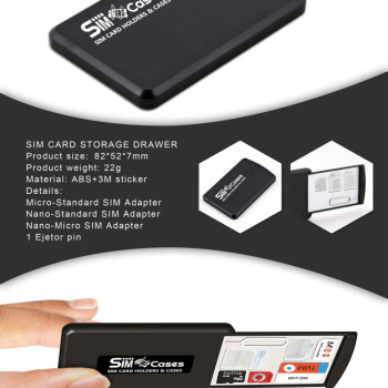 Drawer Design Case Holder For SIM Cards & Memory Cards, Storage Case With 3M Grip Pad Technology 